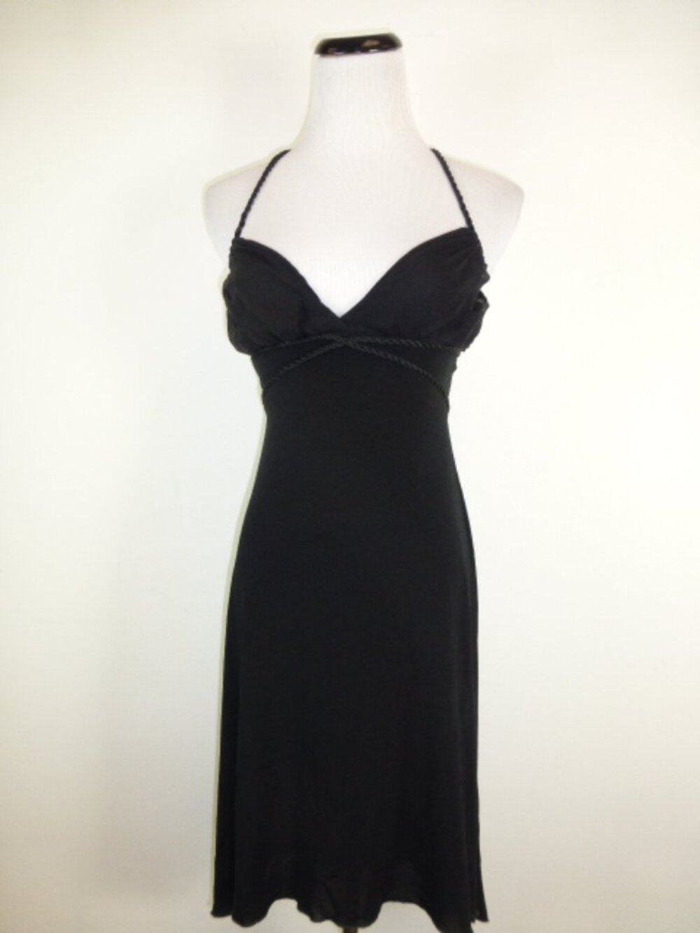 BEBE black party DRESS greek goddess braid open back XS